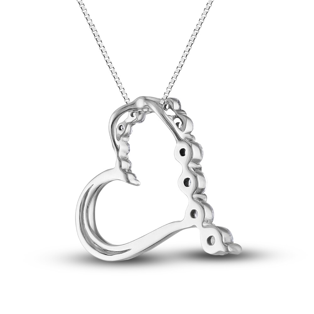 Diamond Heart Pendant Necklace 1/4 ct tw Round 14K White Gold 18\" DbosJJ92