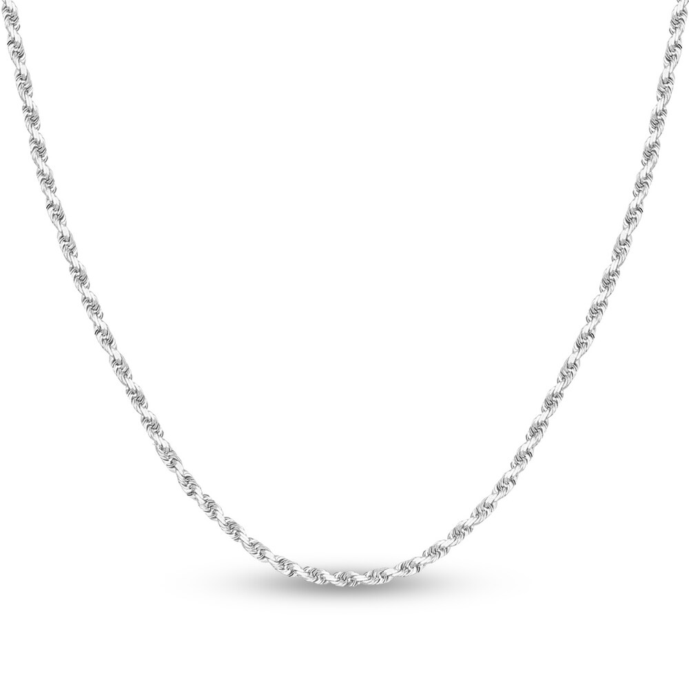 Diamond-Cut Rope Chain Necklace 14K White Gold 20\" DkLZWcGt [DkLZWcGt]