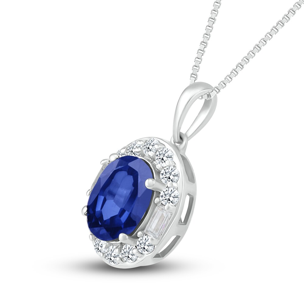 Lab-Created Sapphire Necklace Sterling Silver E6BSkcnh