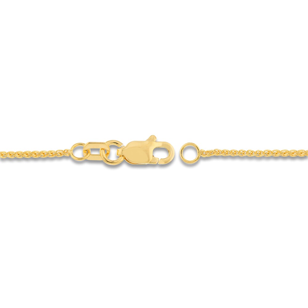 Round Wheat Chain Necklace 14K Yellow Gold 24\" E7vmdwUN