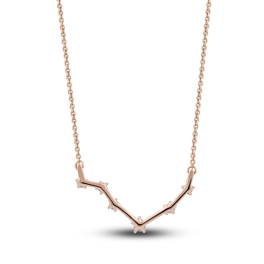 Diamond Libra Constellation Pendant Necklace 1/6 ct tw Round 14K Rose Gold ET3L968u