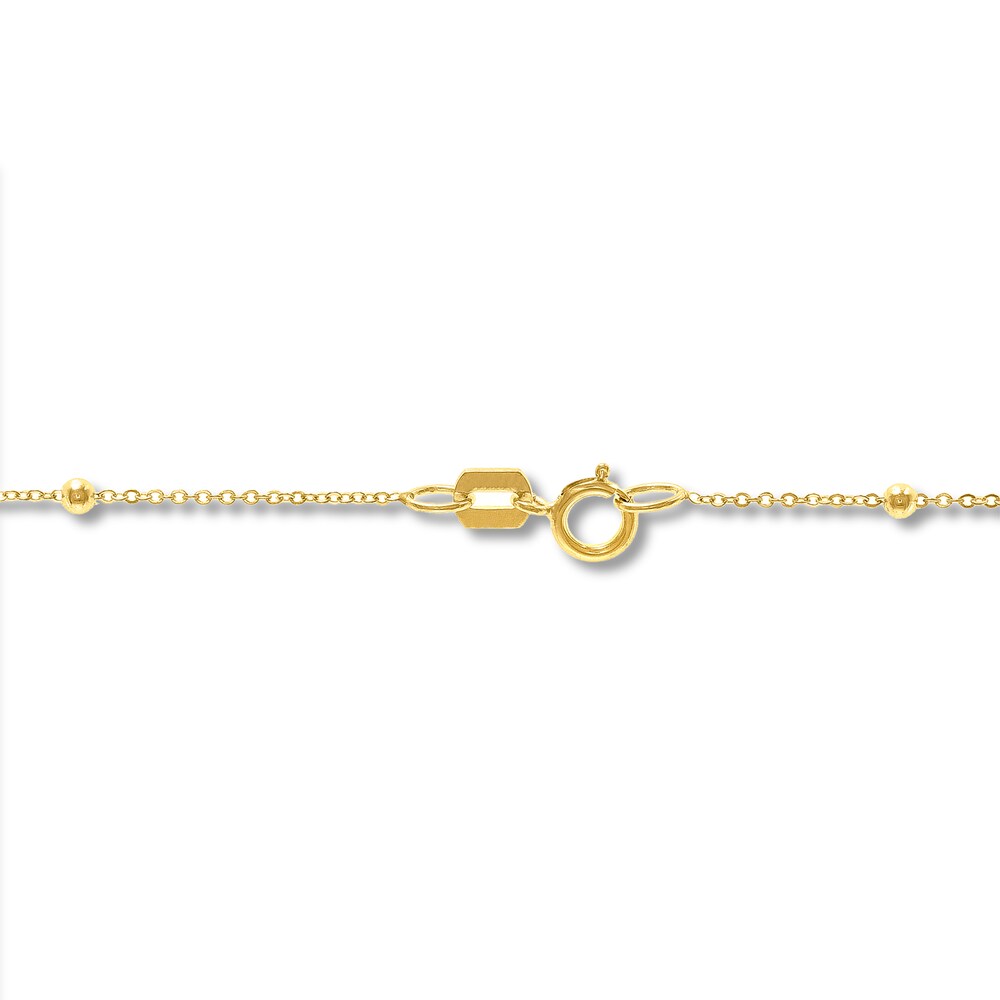 Beaded Chain Necklace 14K Yellow Gold 18\" EoZqf5dN