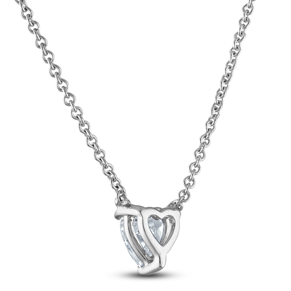 Lab-Created Diamond Solitaire Pendant Necklace 1/2 ct tw Heart-Cut 14K White Gold (F/SI2) 18\" FA95pNIs