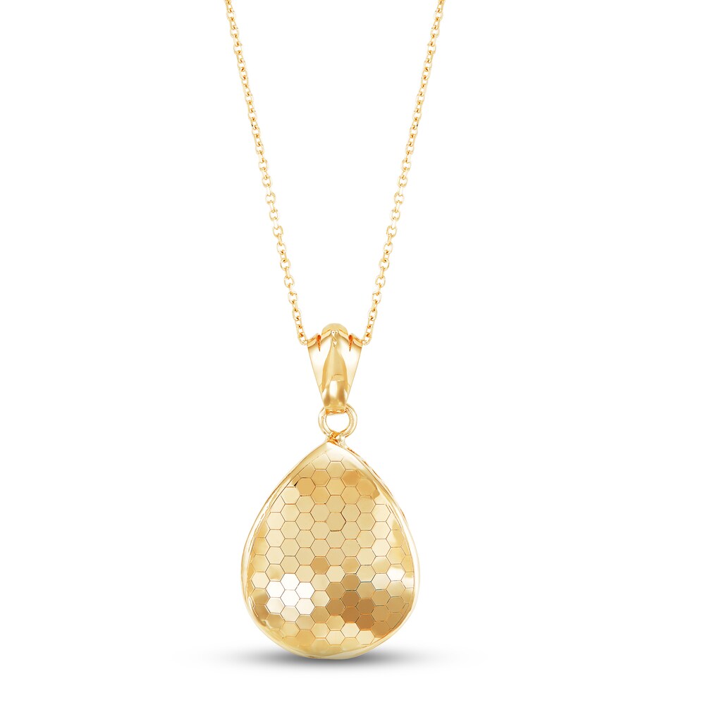 Italia D\'Oro Honeycomb Pendant Necklace 14K Yellow Gold FujBUpvC