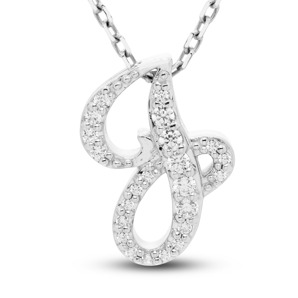 Diamond Initial J Pendant Necklace 1/10 ct tw Round 10K White Gold GEunCekv [GEunCekv]