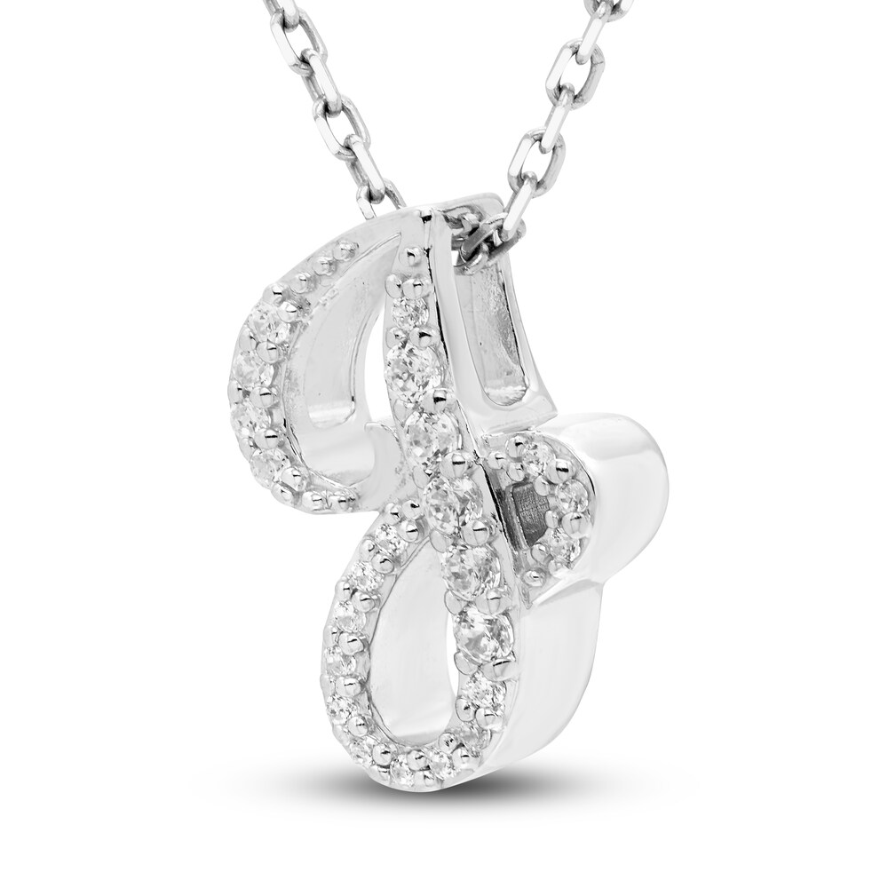 Diamond Initial J Pendant Necklace 1/10 ct tw Round 10K White Gold GEunCekv