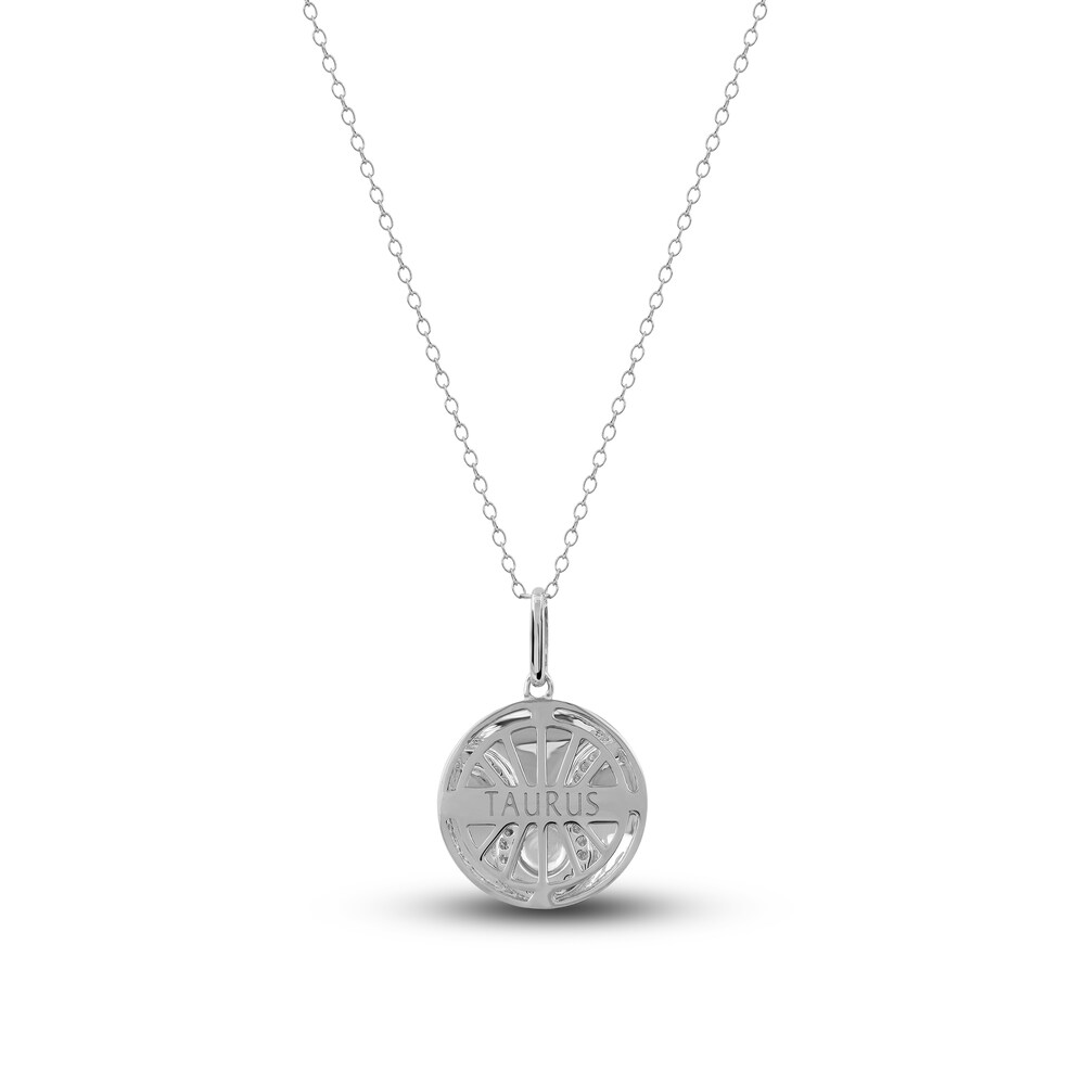 Diamond Taurus Zodiac Pendant Necklace 1/10 ct tw Round 14K White Gold GMtINNVU