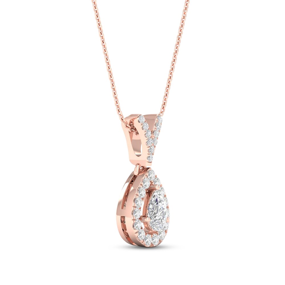 Diamond Necklace 1/4 ct tw Round/Pear-shaped 10K Rose Gold Gx7ydzHy