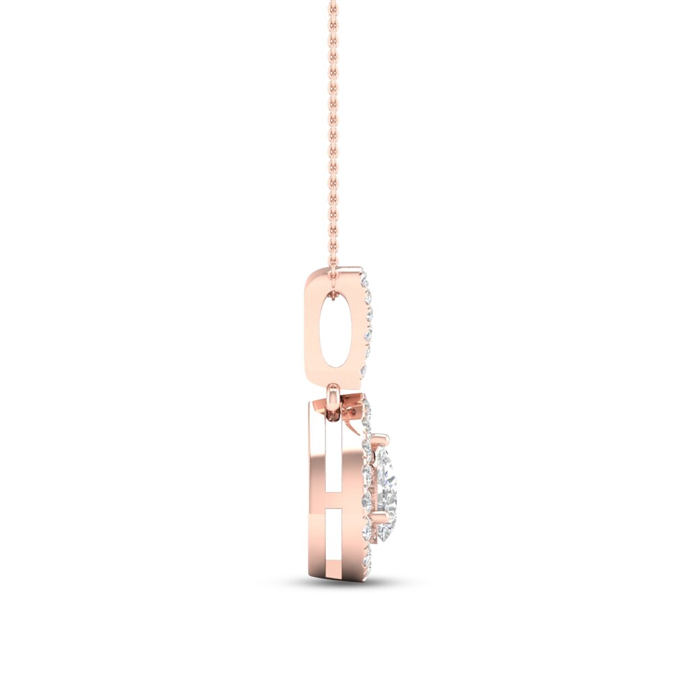 Diamond Necklace 1/4 ct tw Round/Pear-shaped 10K Rose Gold Gx7ydzHy