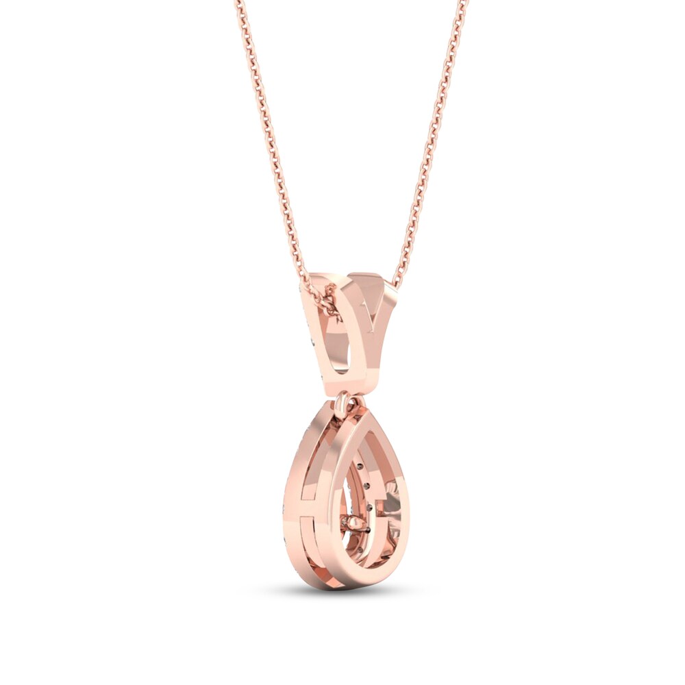 Diamond Necklace 1/4 ct tw Round/Pear-shaped 10K Rose Gold Gx7ydzHy