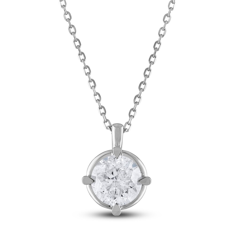 Diamond Solitaire Necklace 1 ct tw Round 14K White Gold (I2/I) H8Fv3sz1 [H8Fv3sz1]