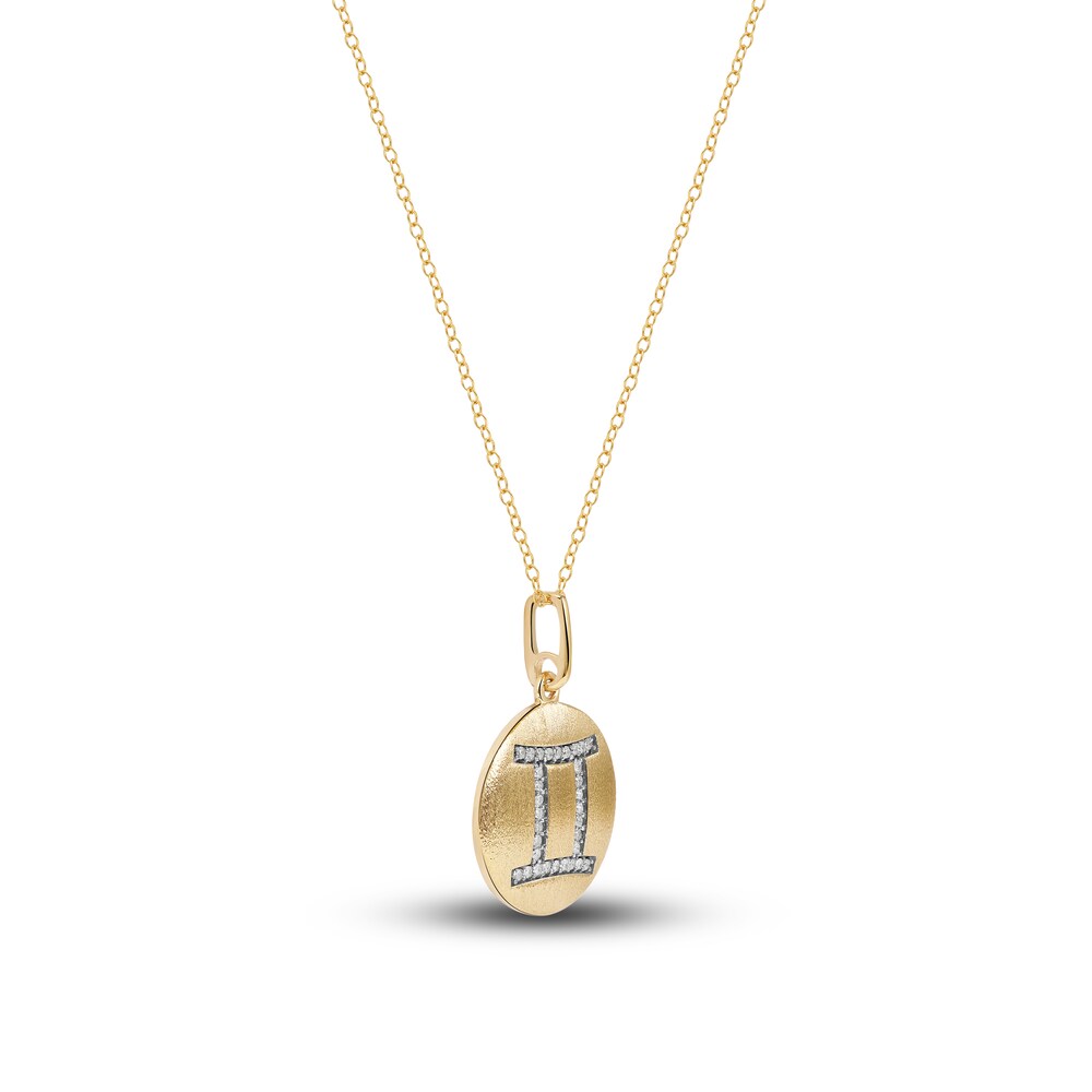 Diamond Gemini Zodiac Pendant Necklace 1/10 ct tw Round 14K Yellow Gold HFYAtifz