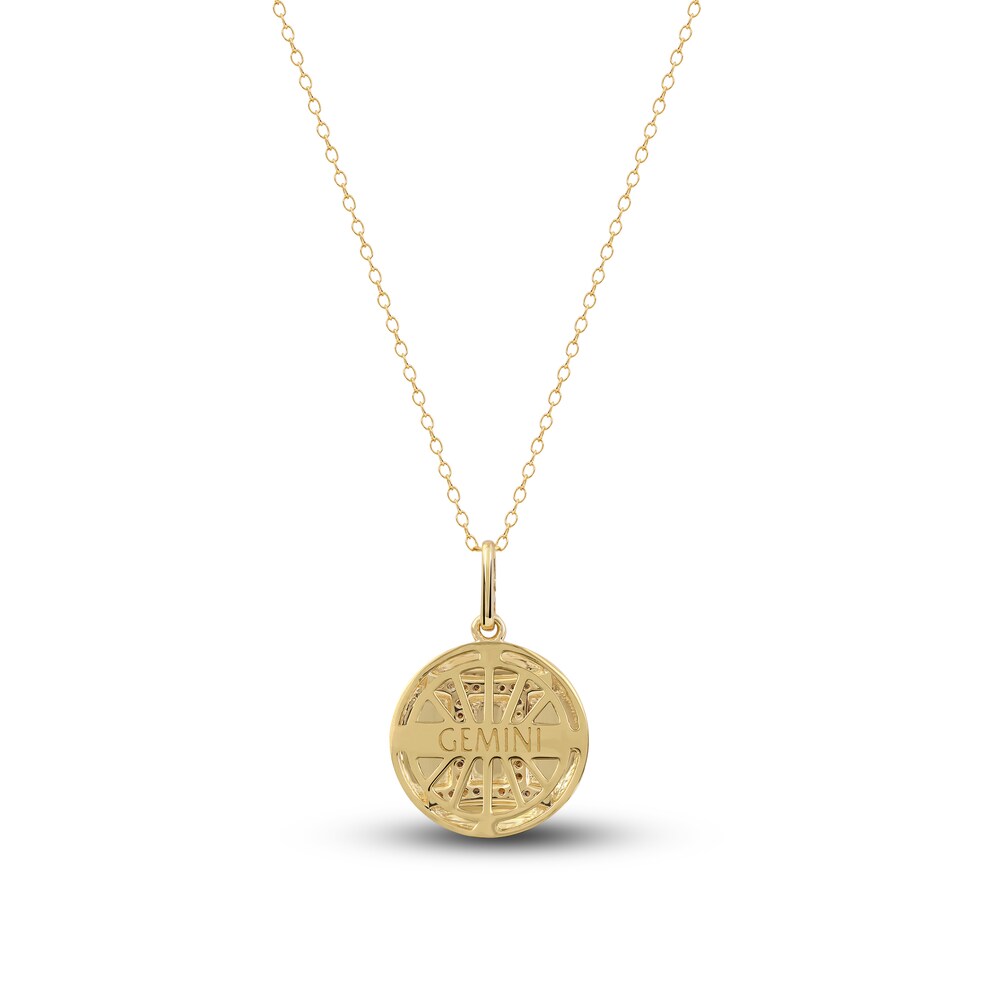 Diamond Gemini Zodiac Pendant Necklace 1/10 ct tw Round 14K Yellow Gold HFYAtifz