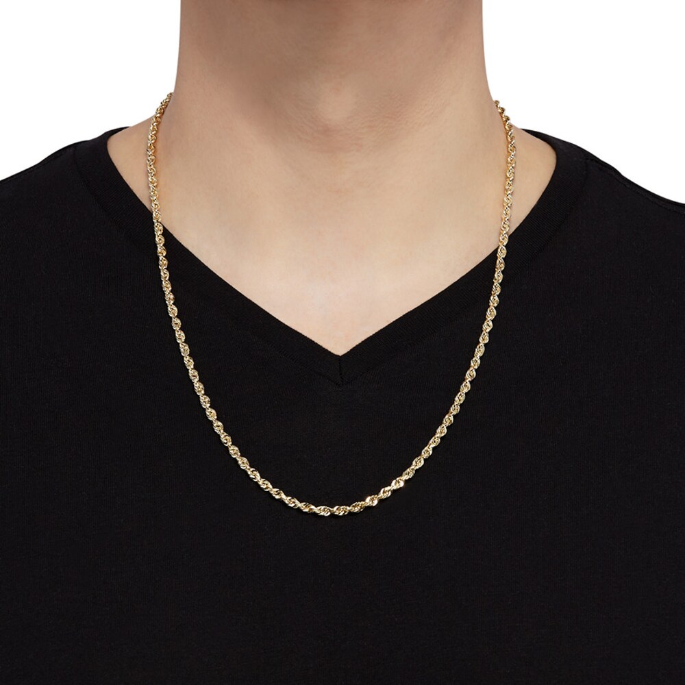 24\" Rope Chain Necklace 14K Yellow Gold Appx. 3.85mm HONiFLd8