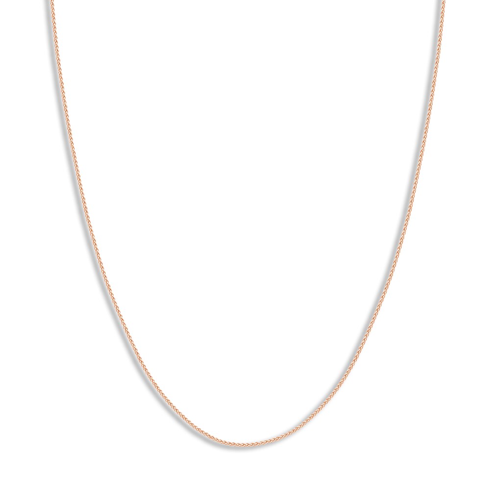 Round Wheat Chain Necklace 14K Rose Gold 18\" HcIiF6ZE [HcIiF6ZE]