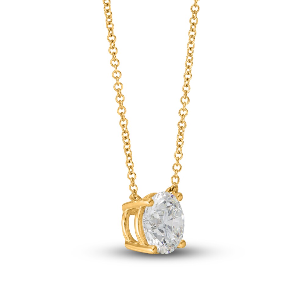 Lab-Created Diamond Solitaire Necklace 2 ct tw Round 14K Yellow Gold (SI2/F) HmzrorBK