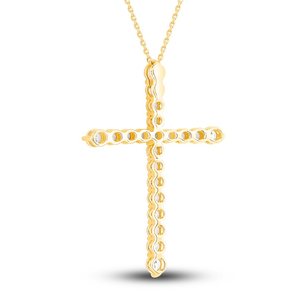 Diamond Cross Pendant Necklace 2-1/2 ct tw Round 14K Yellow Gold 18\" HwLiDeSR