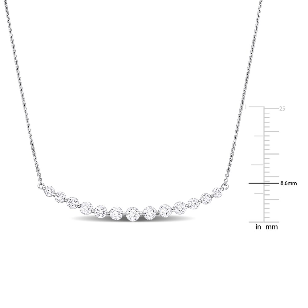 Diamond Bar Necklace 2 ct tw Round 14K White Gold 18\" I02Kzuj2