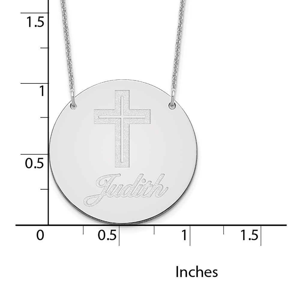 Image/Text Disk Necklace 14K White Gold IByxN7qz