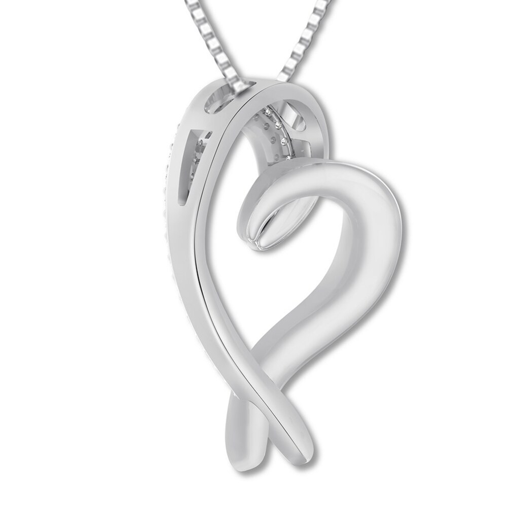 Diamond Heart Necklace 1/4 ct tw Round-cut 10K White Gold IE6Z8WSo