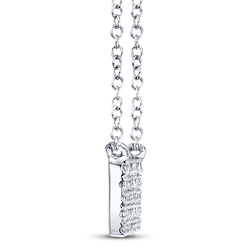 Shy Creation Diamond Bar Necklace 1/4 ct tw 14K White Gold SC55001719V4 IIlZwtHu