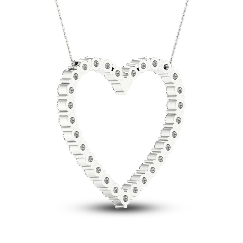 Lab-Created Diamond Necklace 3 ct tw Round 14K White Gold IO17eHhN