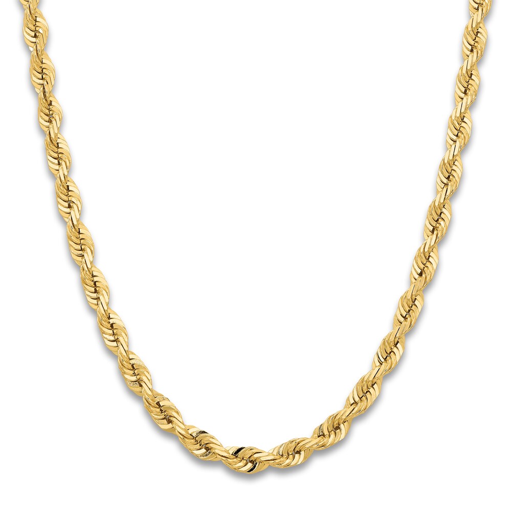 Men\'s Quad Rope Chain Necklace 14K Yellow Gold 7.0mm 24\" IeOArcPI