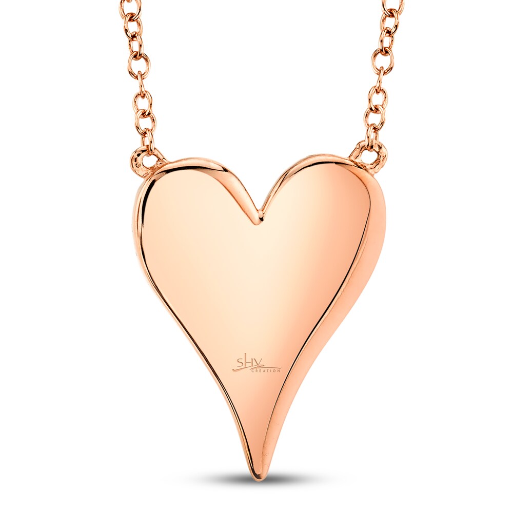 Shy Creation Heart Necklace 1/5 ct tw Diamonds 14K Rose Gold SC55002006 IflaRUmz