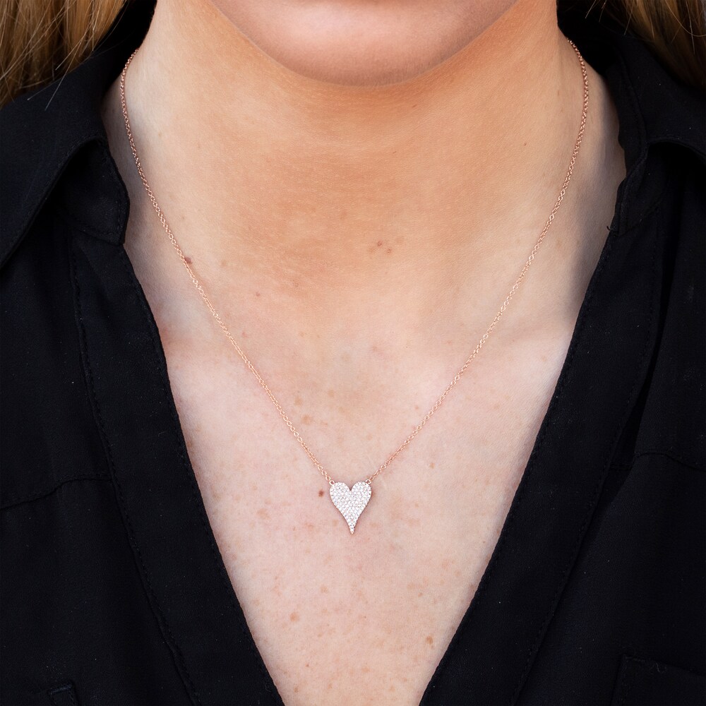 Shy Creation Heart Necklace 1/5 ct tw Diamonds 14K Rose Gold SC55002006 IflaRUmz