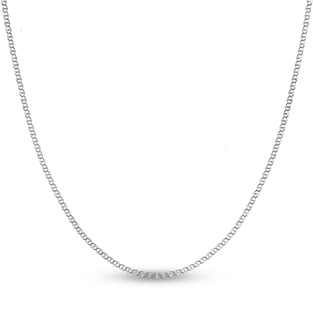 Flat Mariner Chain Necklace 14K White Gold 16\" Ixz8ytWx