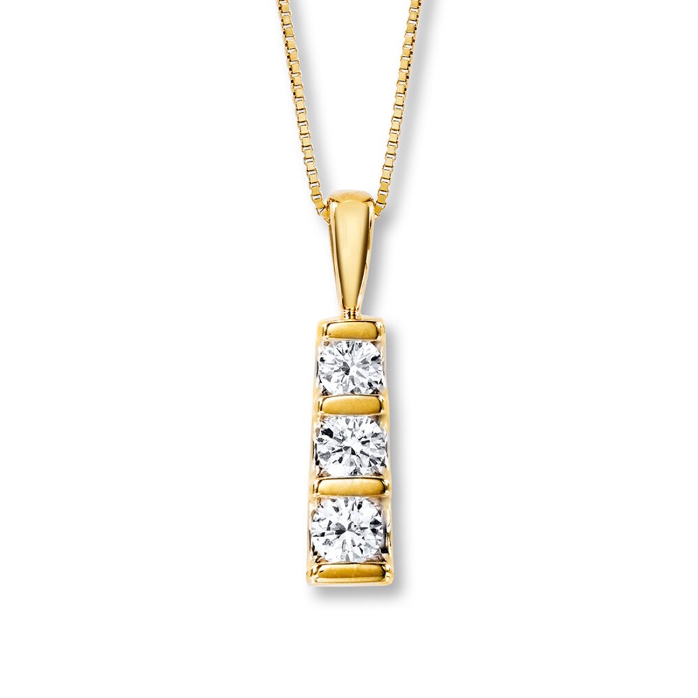 3-Stone Necklace 1/2 ct tw Diamonds 18K Yellow Gold J7yeYyPr [J7yeYyPr]
