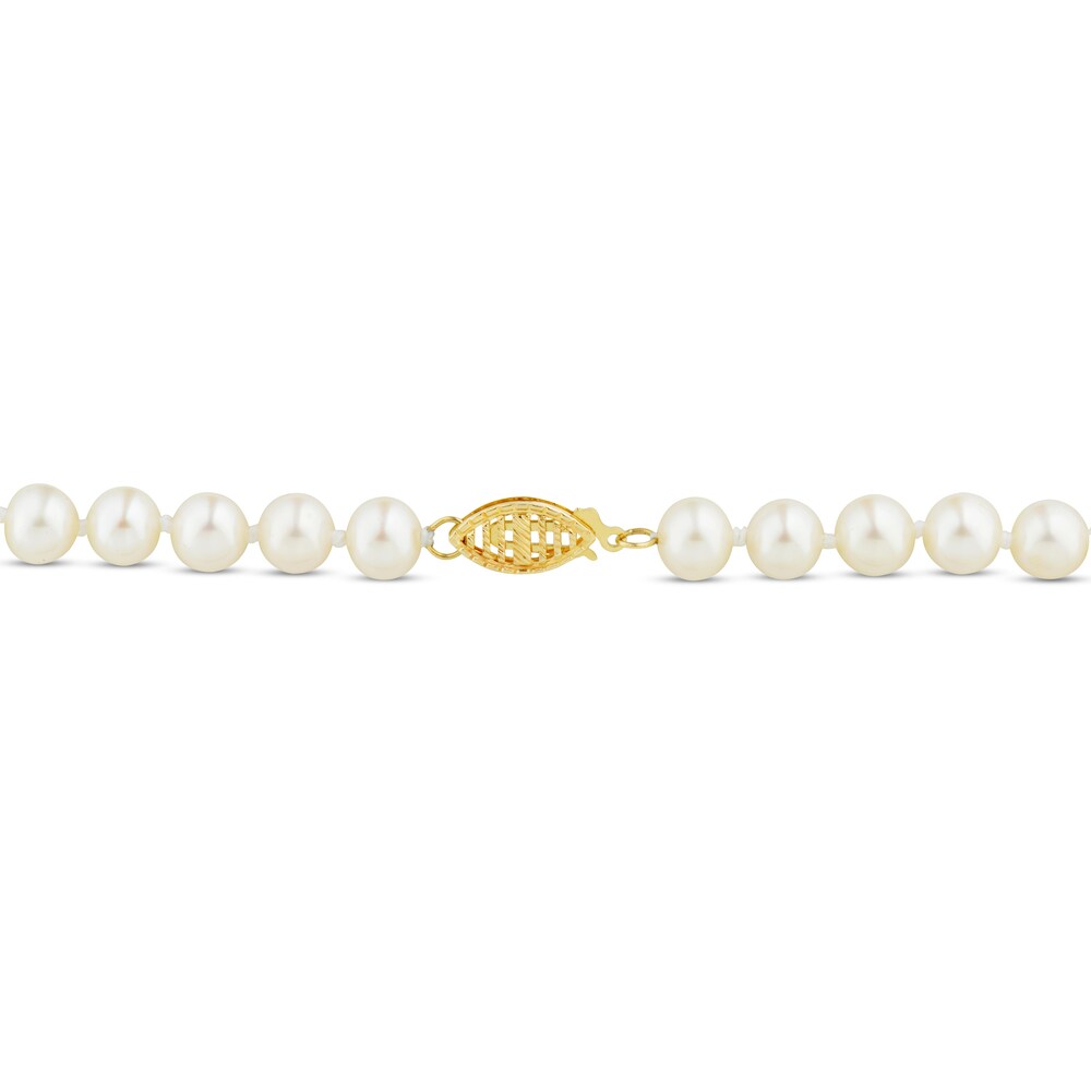 Cultured Pearl Necklace 14K Yellow Gold 18\" J8jqJgPf