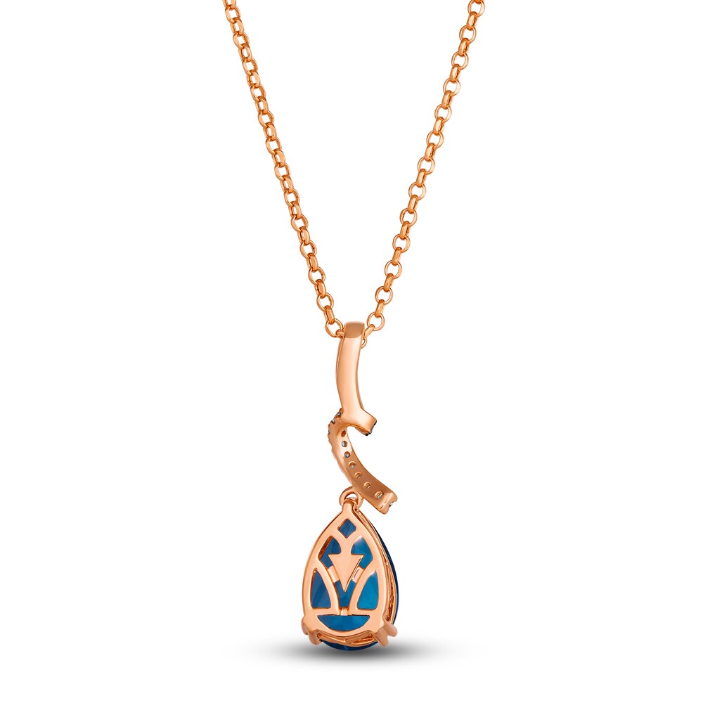 Le Vian Natural Blue Topaz Pendant Necklace 1/6 ct tw Diamonds 14K Strawberry Gold 19\" JC3WFu7f