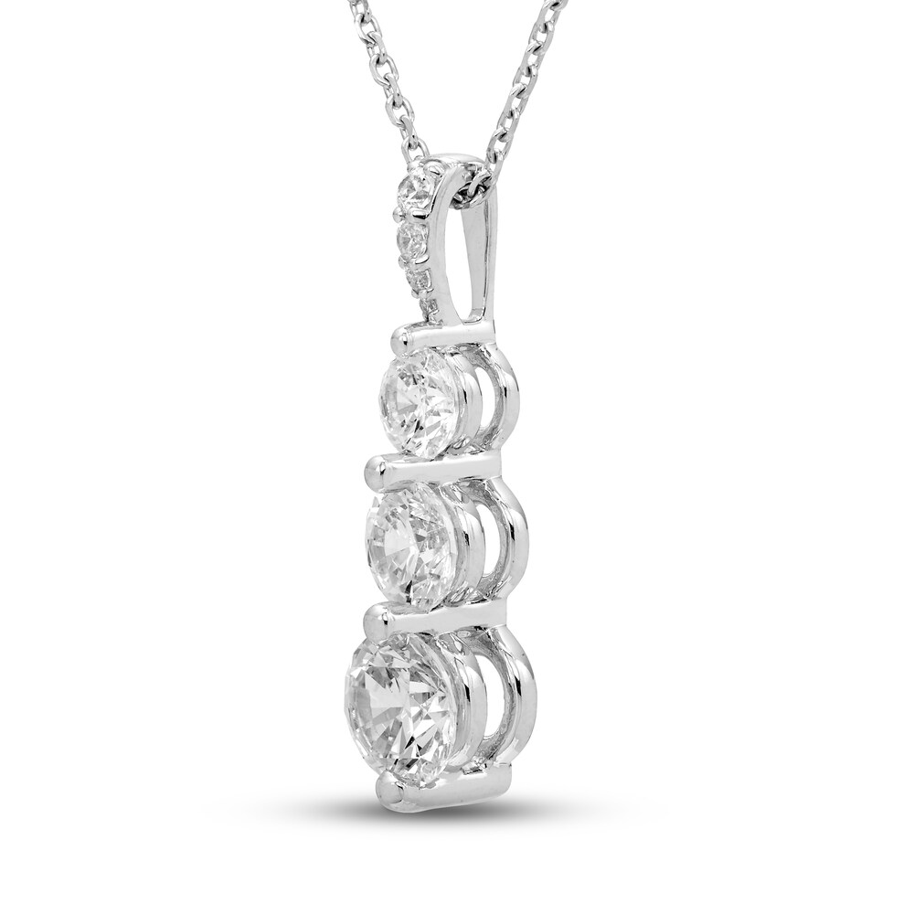 Diamond 3-Stone Pendant Necklace 1 ct tw Round 14K White Gold JDTmXfkP