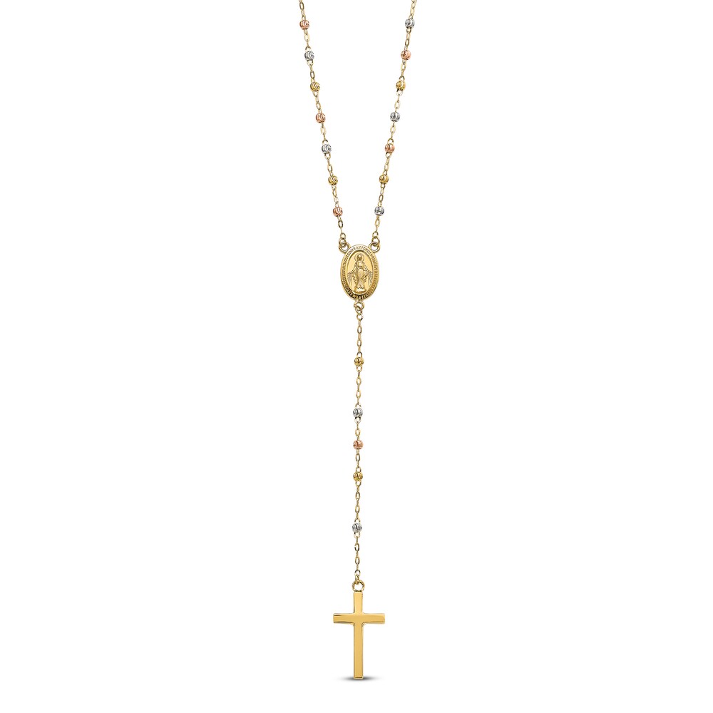Cross Rosary Necklace 14K Tri-Tone Gold JLRGeghd [JLRGeghd]