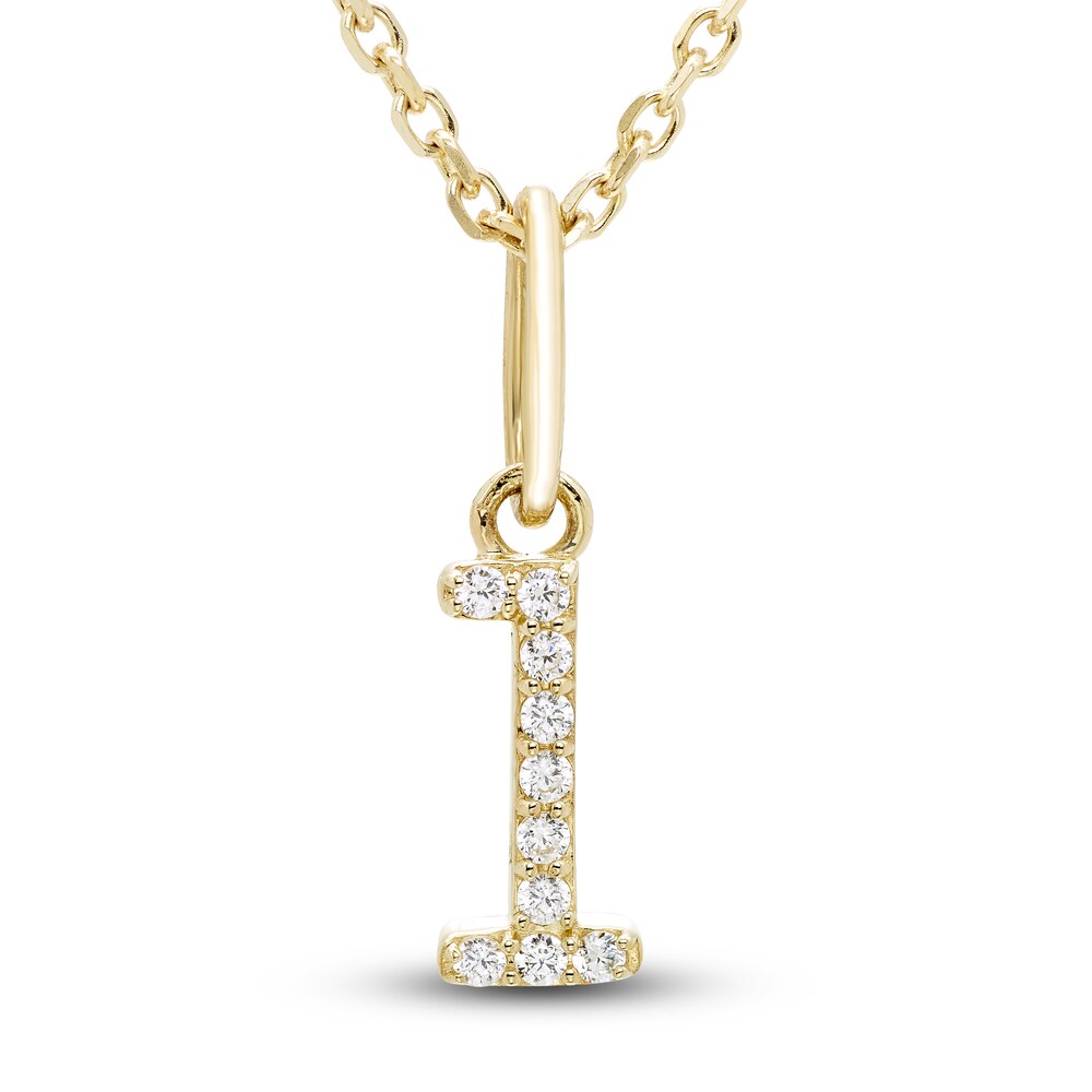 Diamond Initial L Pendant Necklace 1/20 ct tw Round 10K Yellow Gold 18\" JOJzARAq