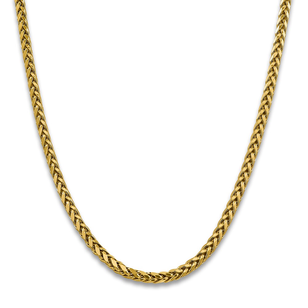 Semi Hollow Round Wheat Chain Necklace 14K Yellow Gold 24\" 5mm JS8UZzkO