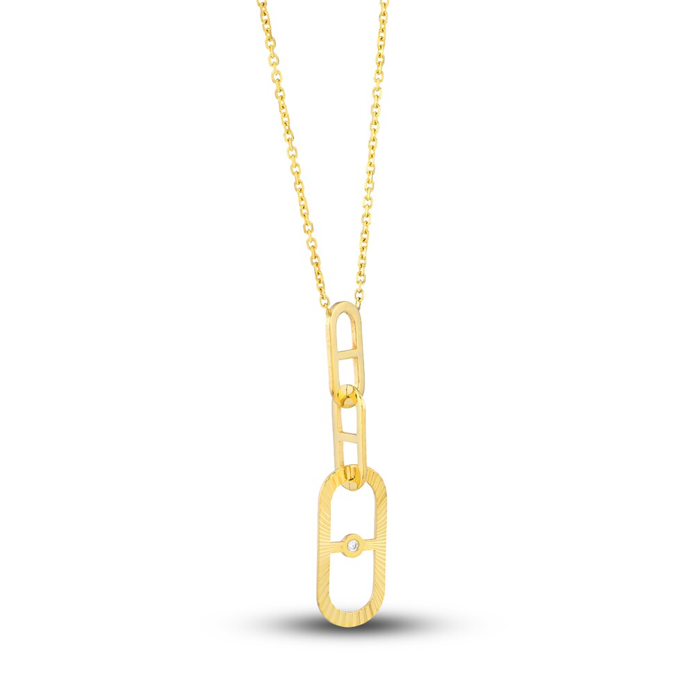 Mariner Link Chain Diamond Accent 14K Yellow Gold 18\" K34aoxol