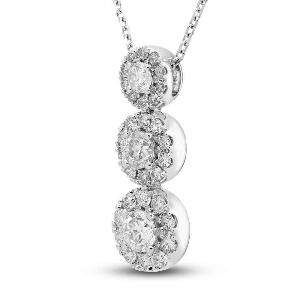 Diamond 3-Stone Pendant Necklace 1 ct tw Round 14K White Gold K5EMdCJd