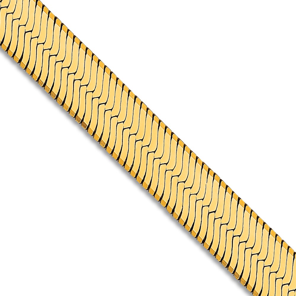 Herringbone Chain Necklace 14K Yellow Gold 20\" 6.5mm K6mj0vrY