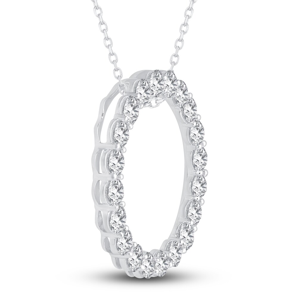 Diamond Circle Pendant Necklace 5 ct tw Round 14K White Gold 18\" KifcJ6Ut