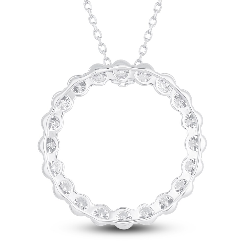 Diamond Circle Pendant Necklace 5 ct tw Round 14K White Gold 18\" KifcJ6Ut