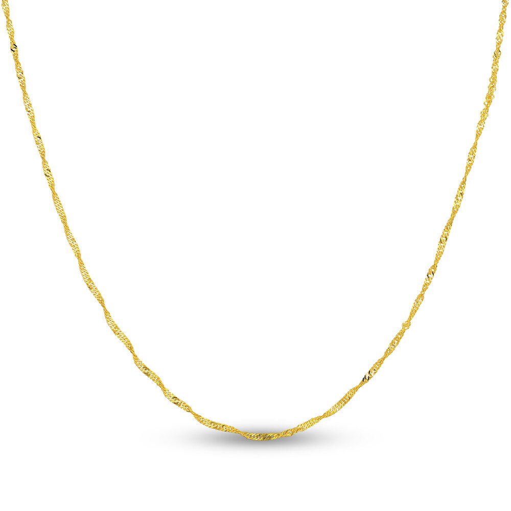 Singapore Chain Necklace 14K Yellow Gold 16\" KjGQoWKc