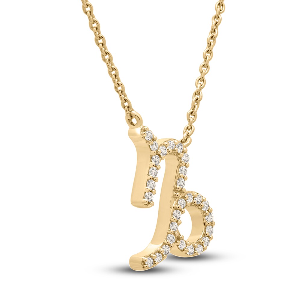 Diamond Capricorn Necklace 1/10 ct tw 10K Yellow Gold KmlgYt6U