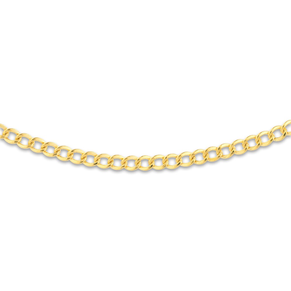 Curb Chain Choker Necklace 14K Yellow Gold 12\" Adj. KzjNhwqc