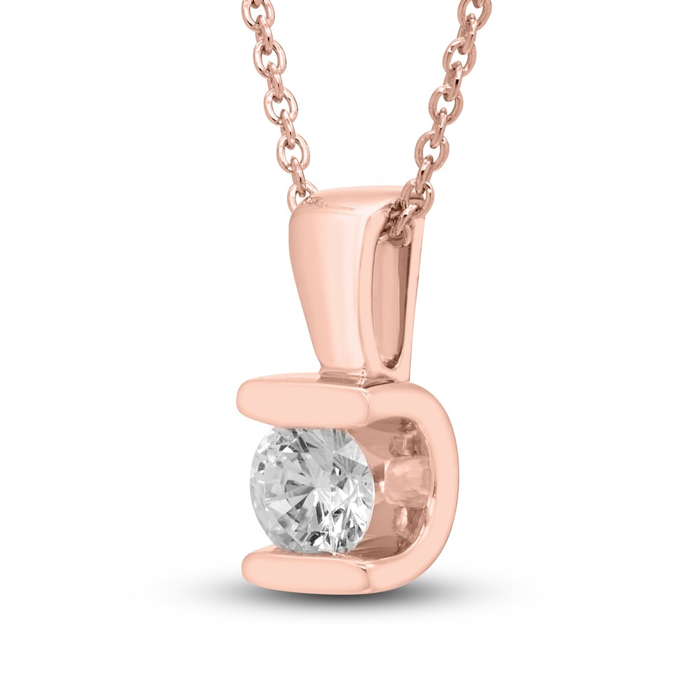 Hearts Desire Diamond Solitaire Necklace 1/3 ct tw Round 18K Rose Gold (I1/I) L2802CUd