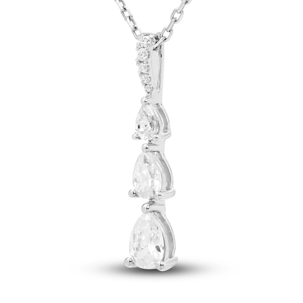 Diamond 3-Stone Pendant Necklace 1/2 ct tw Pear/Round 10K White Gold LMp9D7zU