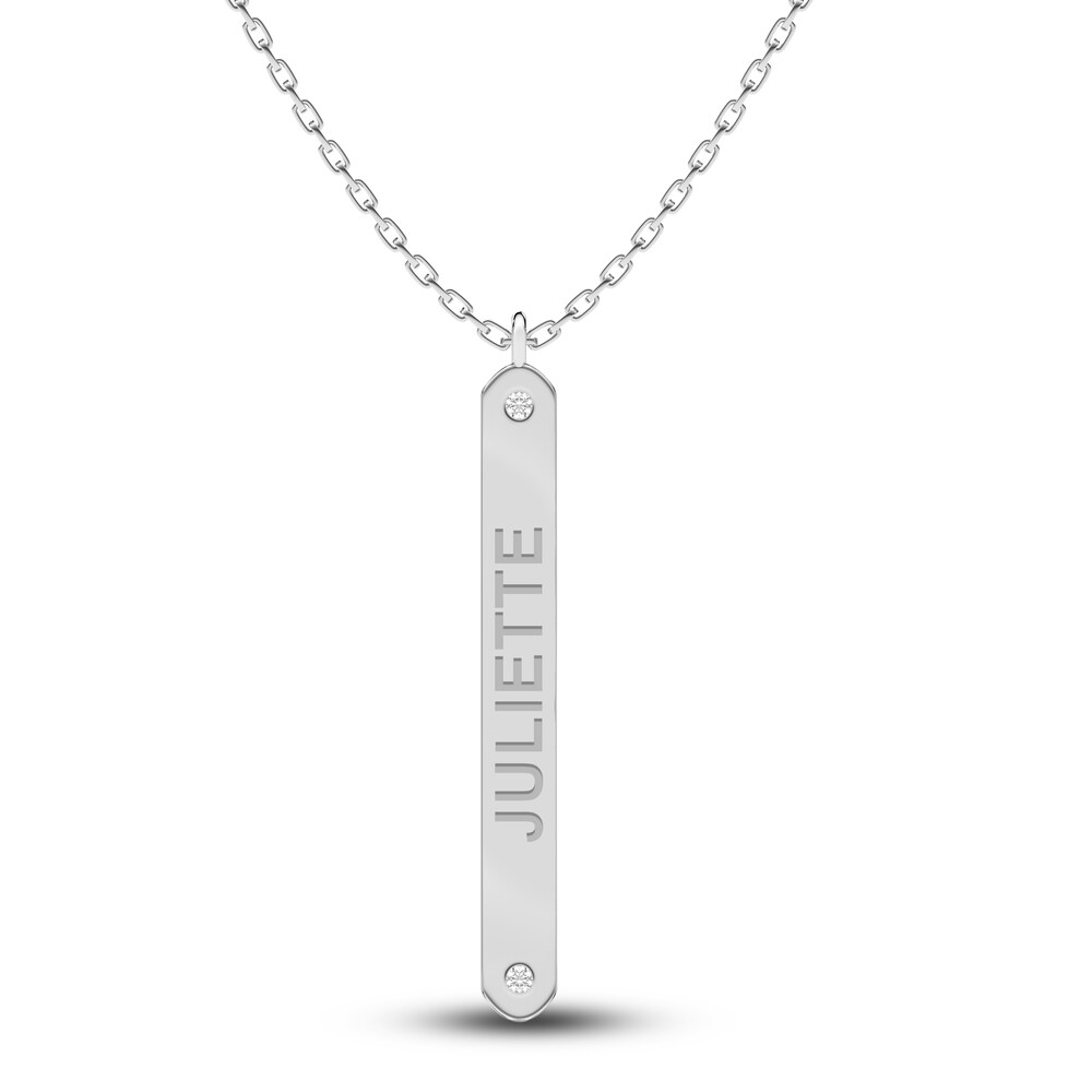 Juliette Maison Diamond Engravable Pendant Necklace Diamond Accents 10K White Gold LZ3pEsNK [LZ3pEsNK]