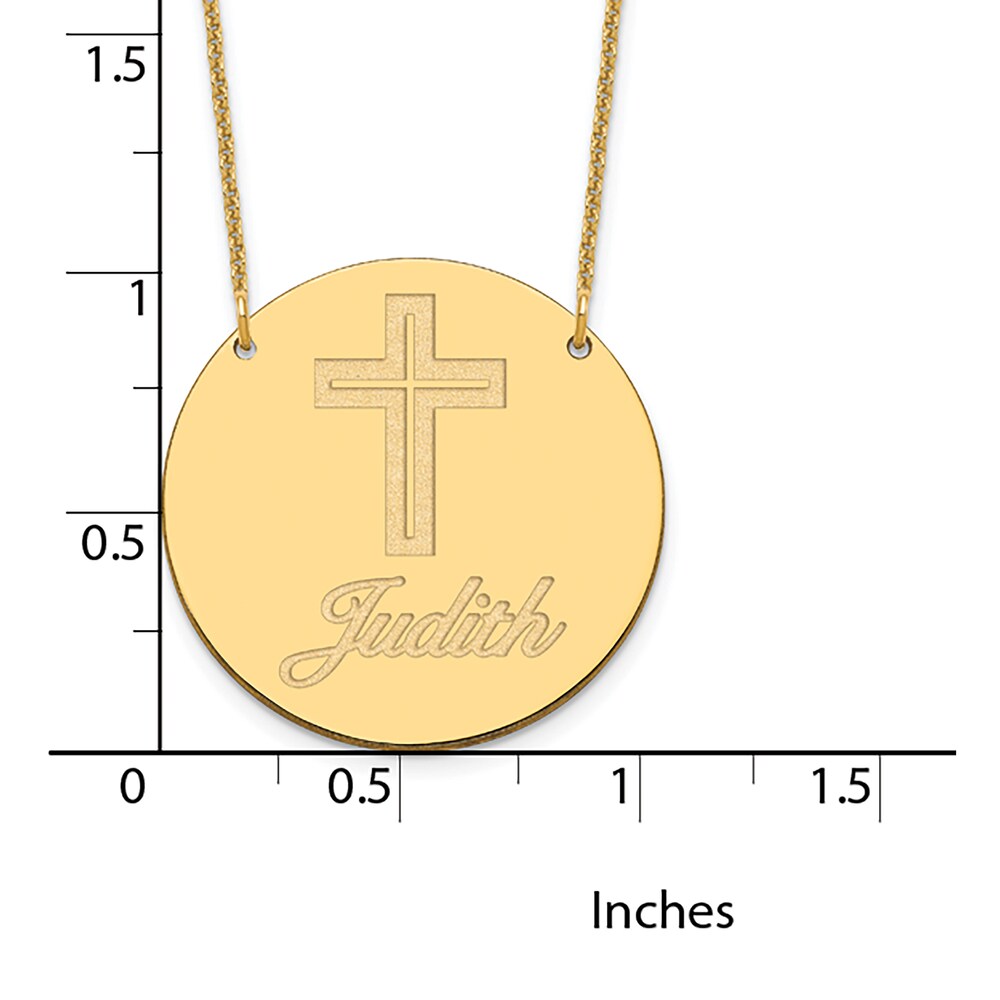 Image/Text Disk Necklace 14K Yellow Gold LbAO5MUL