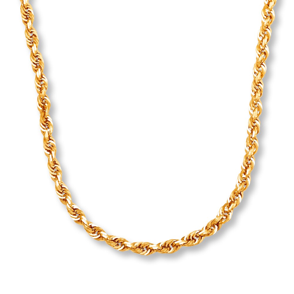 Glitter Rope Necklace 10K Yellow Gold 24\" MH4jv5Uk [MH4jv5Uk]